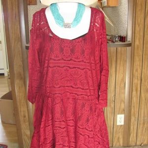 Sagebrush Womens BoHo Inspired Lace Dress Fully Li